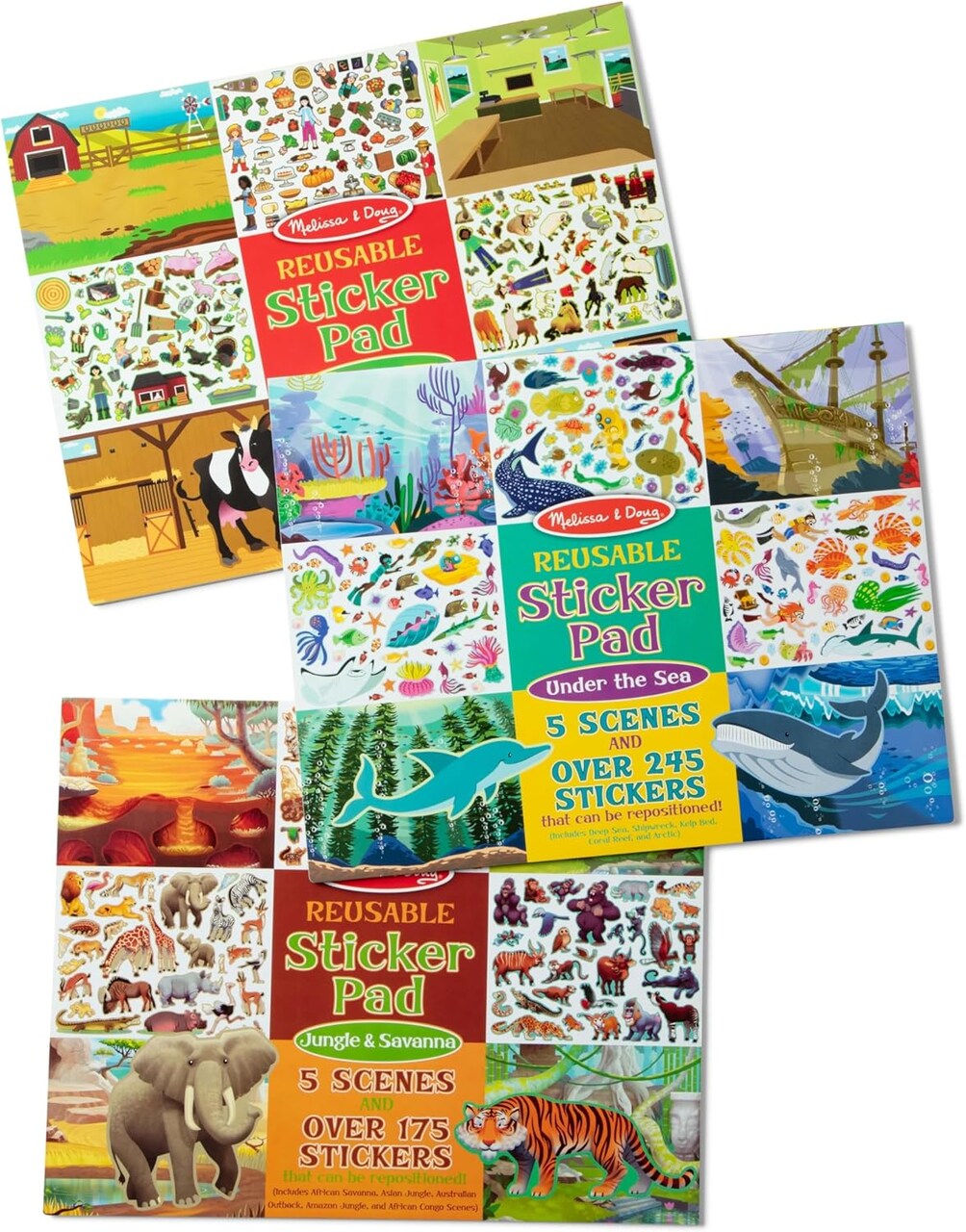 Reusable Sticker Kit Bundle - Jungle, Farm & Under the Sea Arts And Crafts